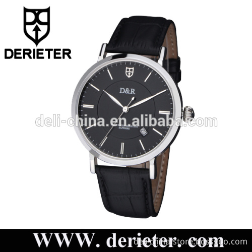 China Factory Stainless Steel Leather Strap Automatic Watch Custom